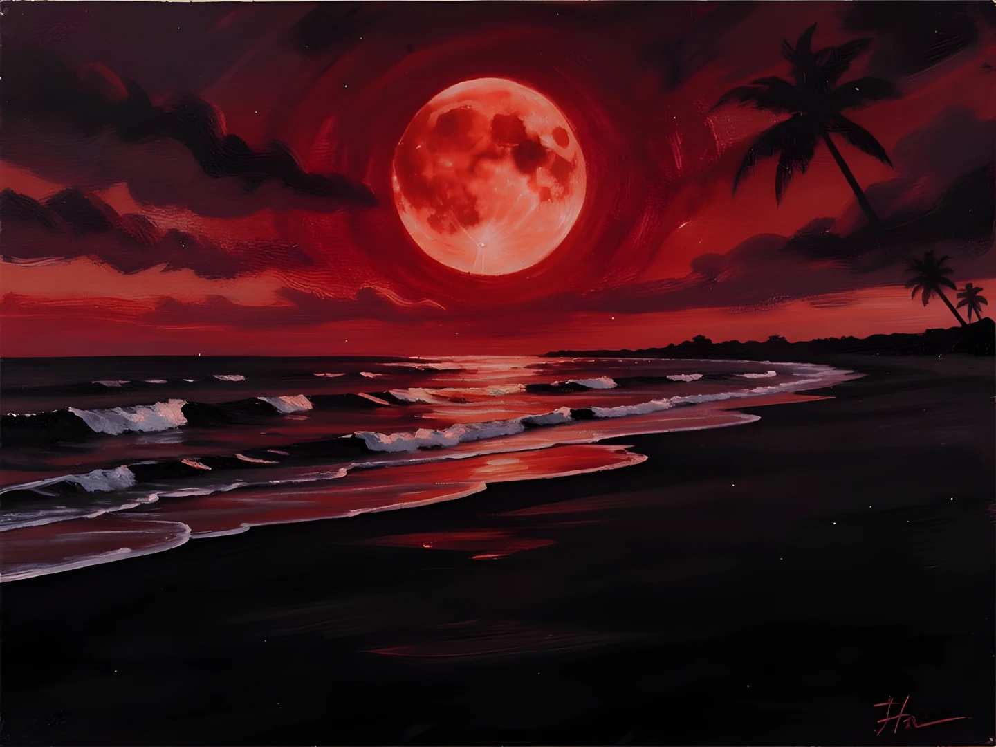 Moonlit Beach Scene