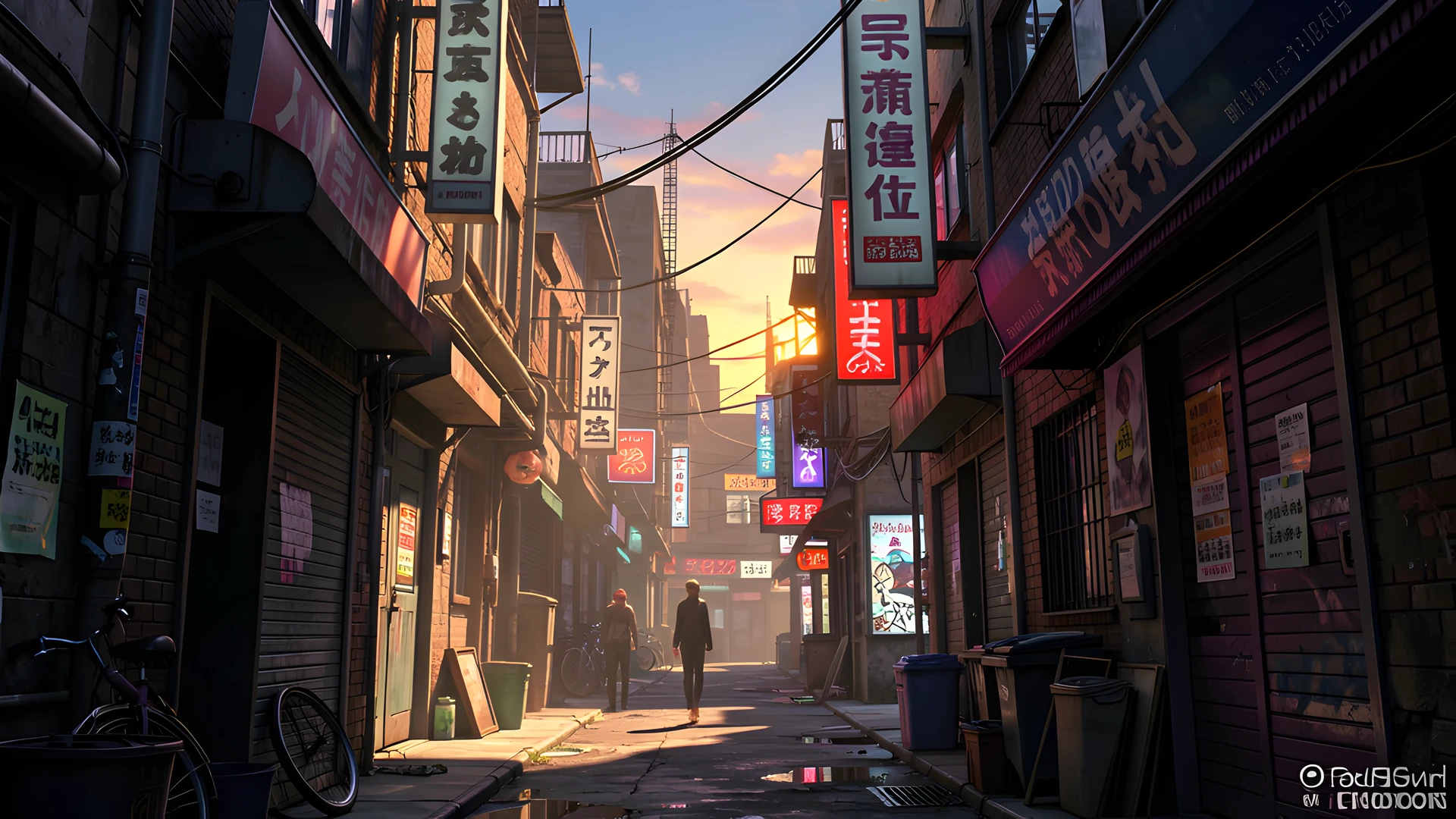 Neon Alley Sunset