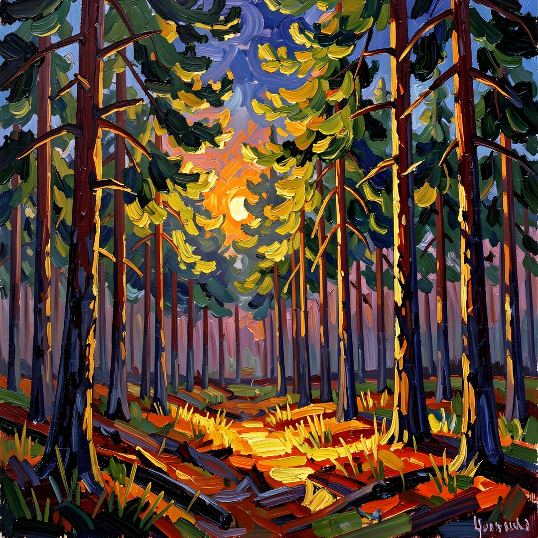 Impressionist Forest Night
