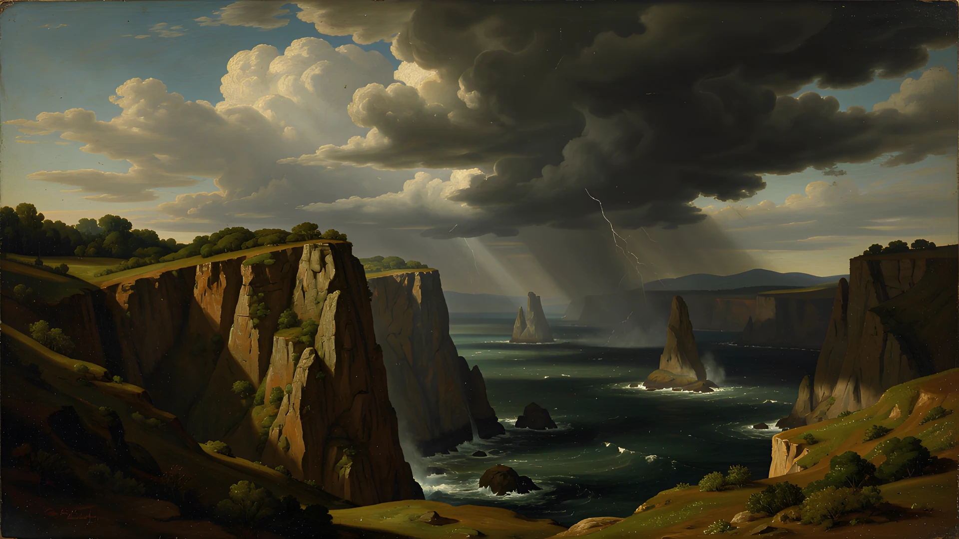 Stormy Night Cliffs