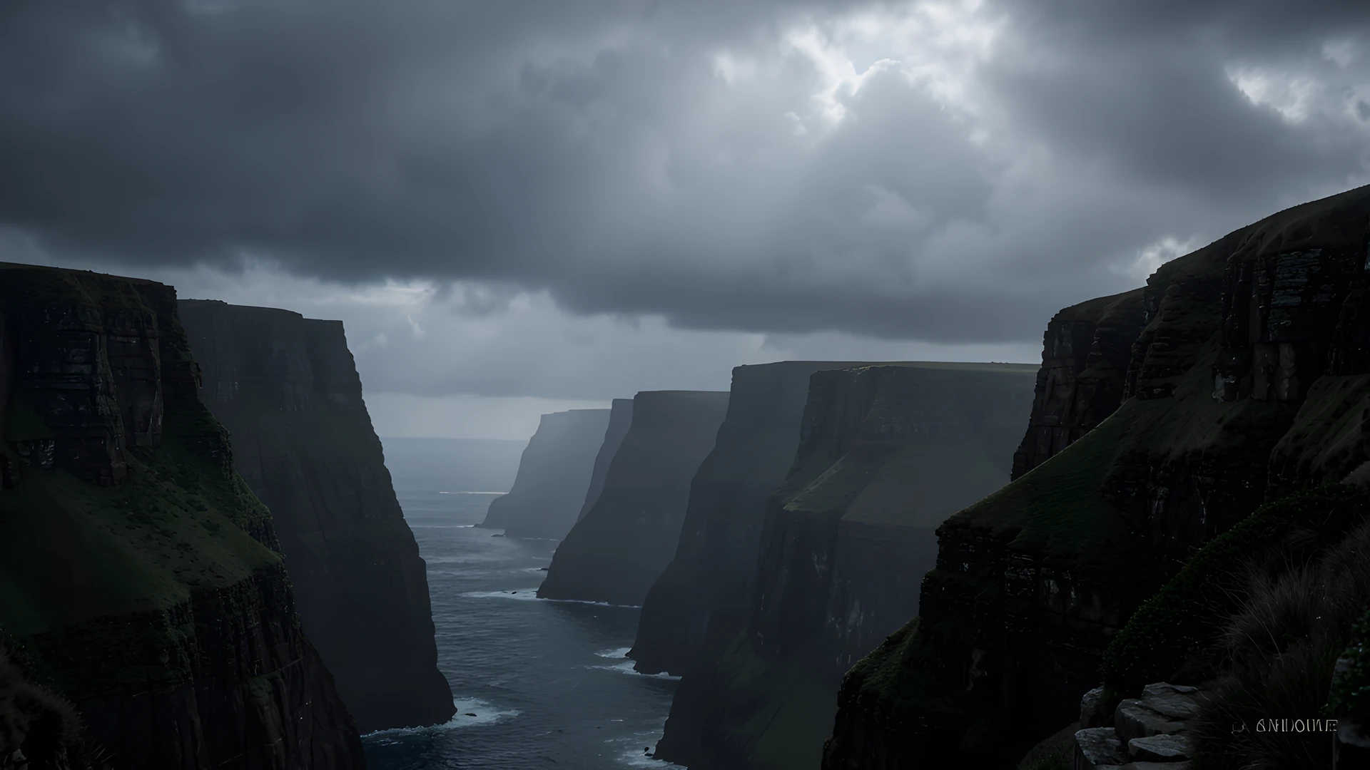 Stormy Cliff Scene