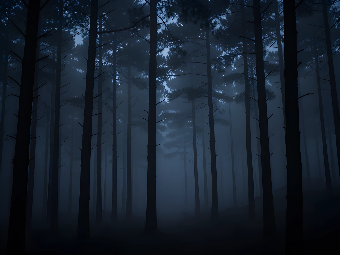 Moonlit Pine Trees