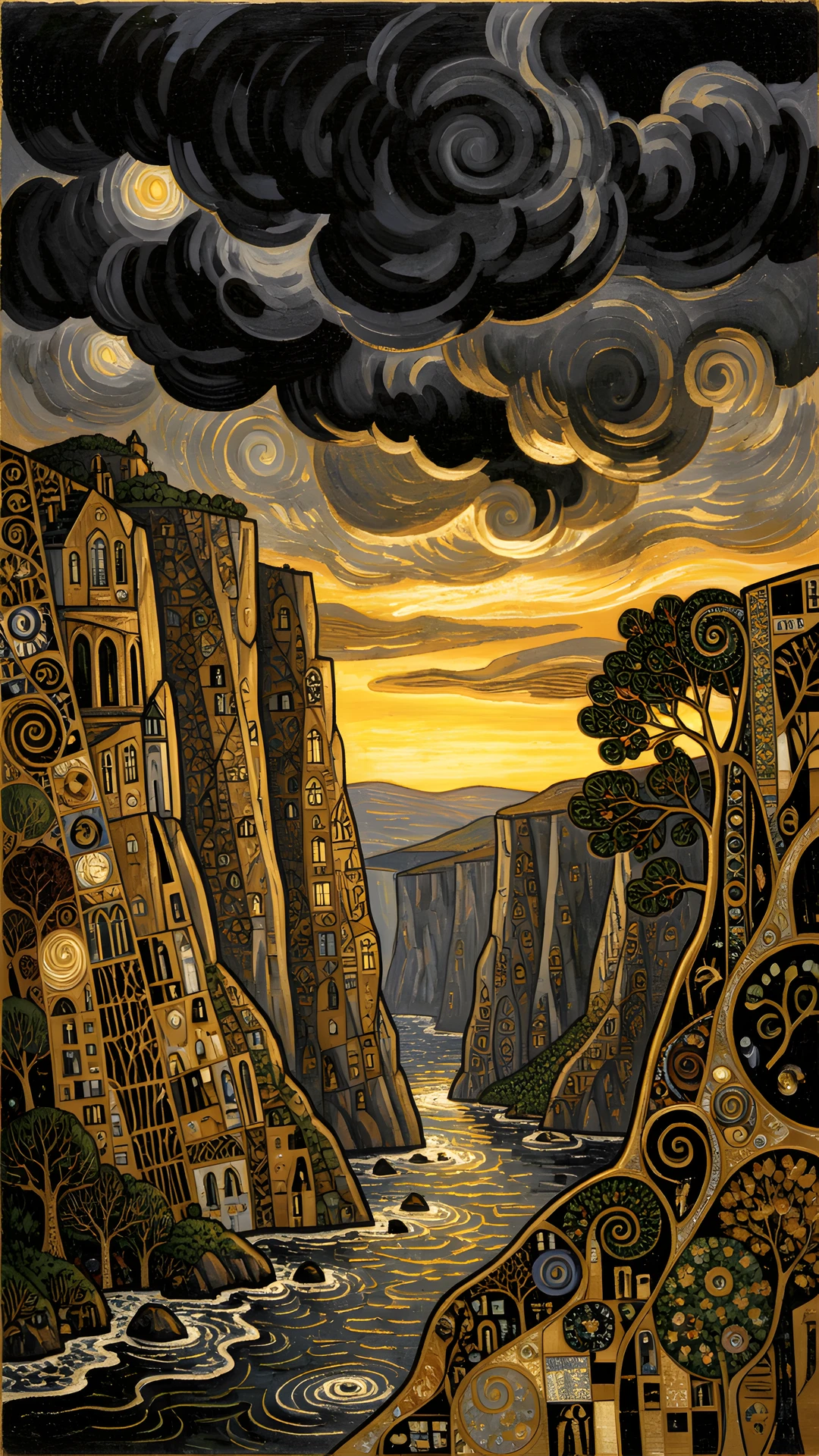Golden Klimt Cliffs