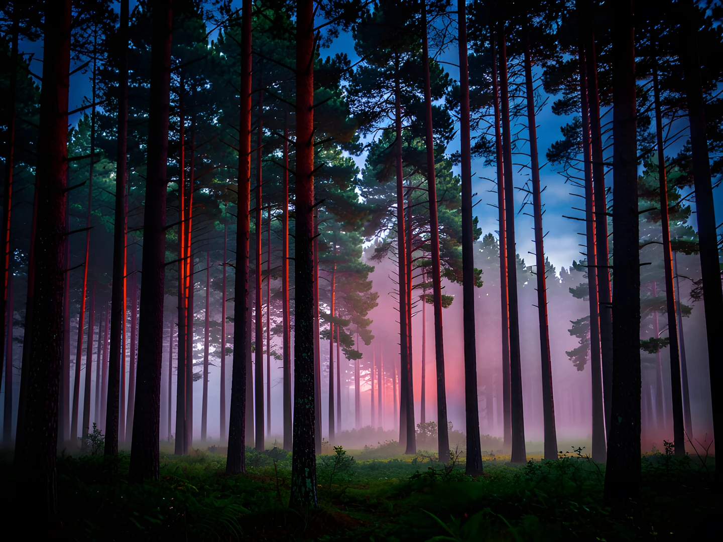 Misty Forest Night