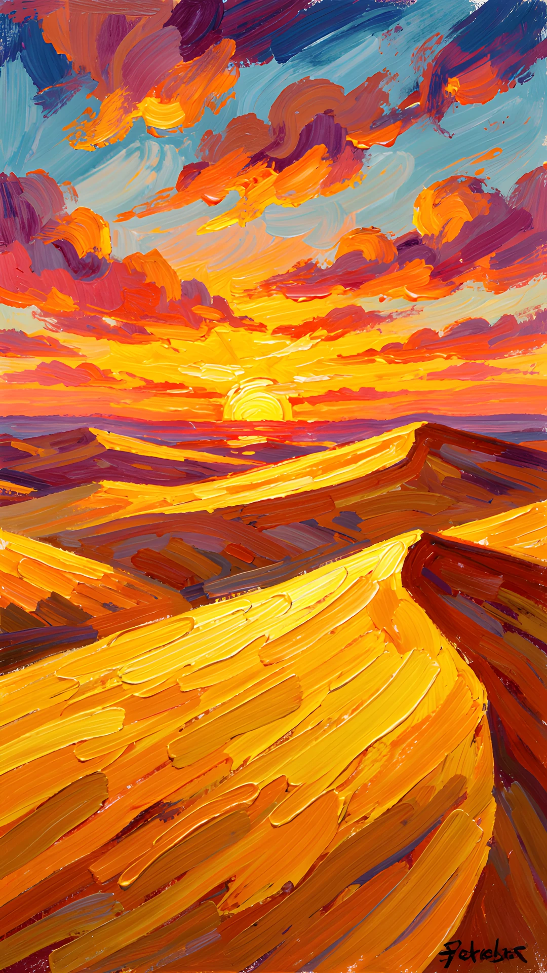 Impressionist Desert Sunset