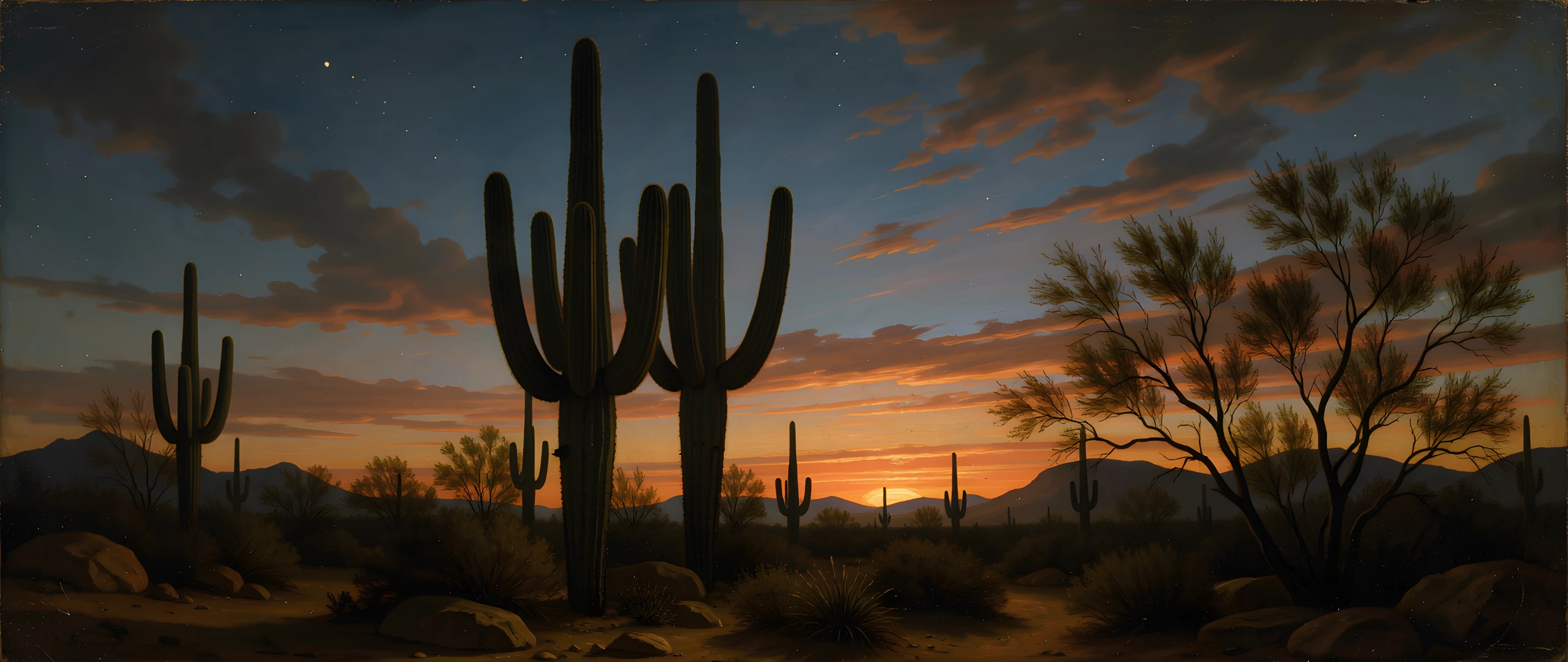 Twilight Saguaro Scene