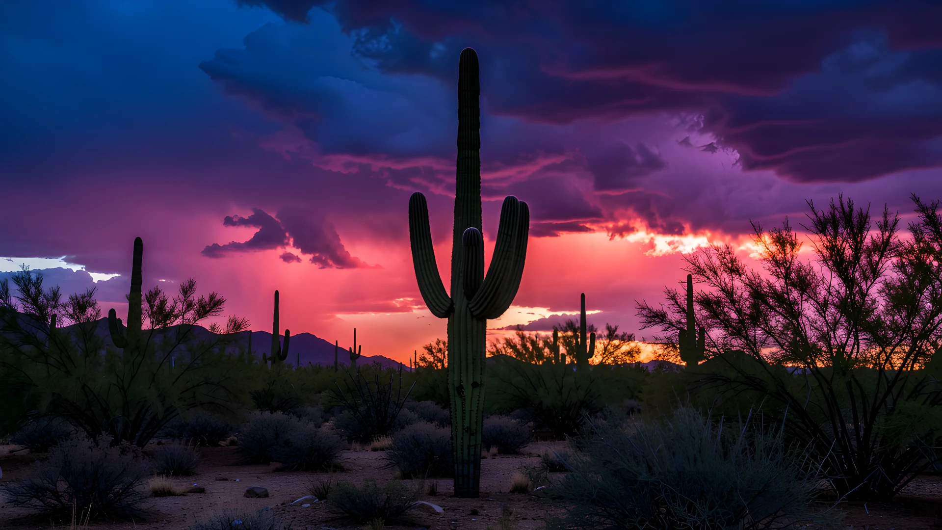 Twilight Saguaro Sunset