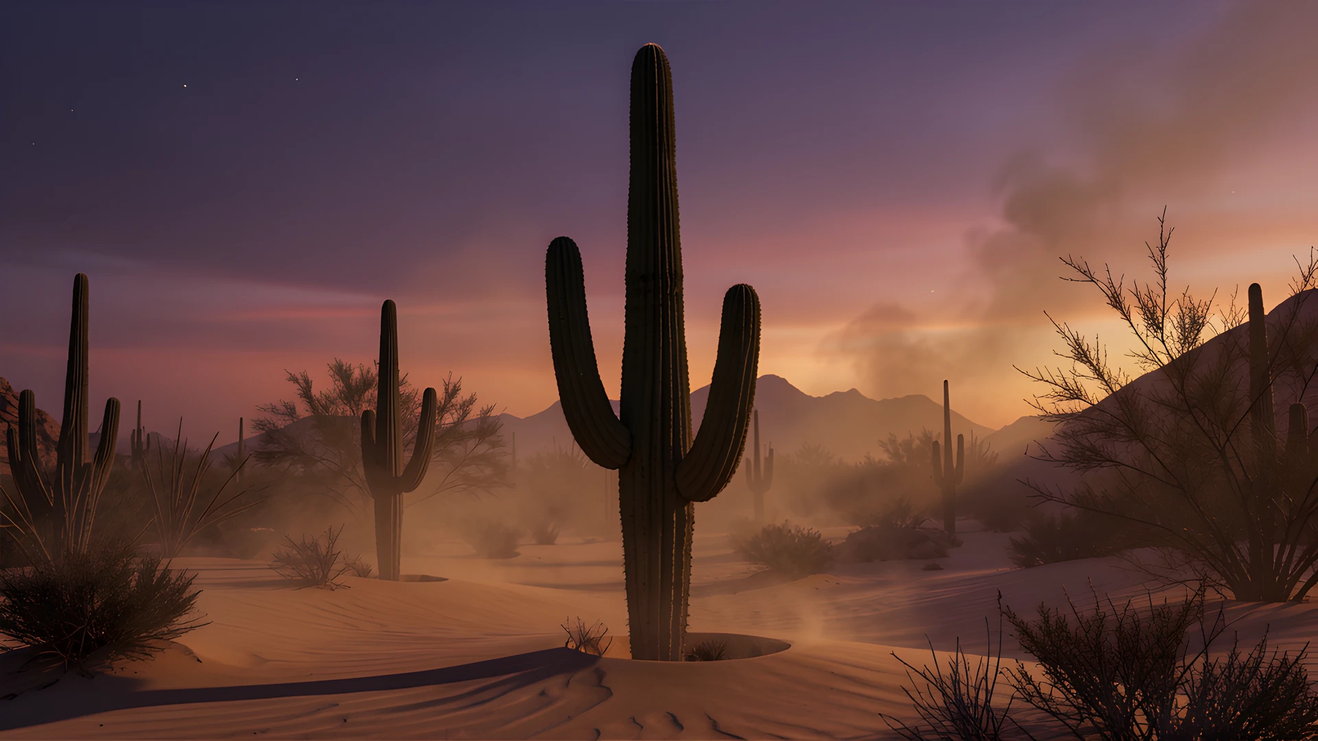 Desert Landscape Misty