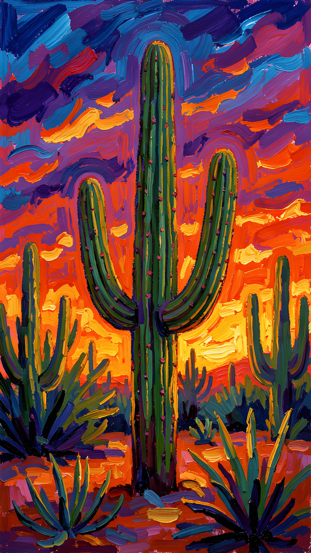 Impressionist Cactus Sunset