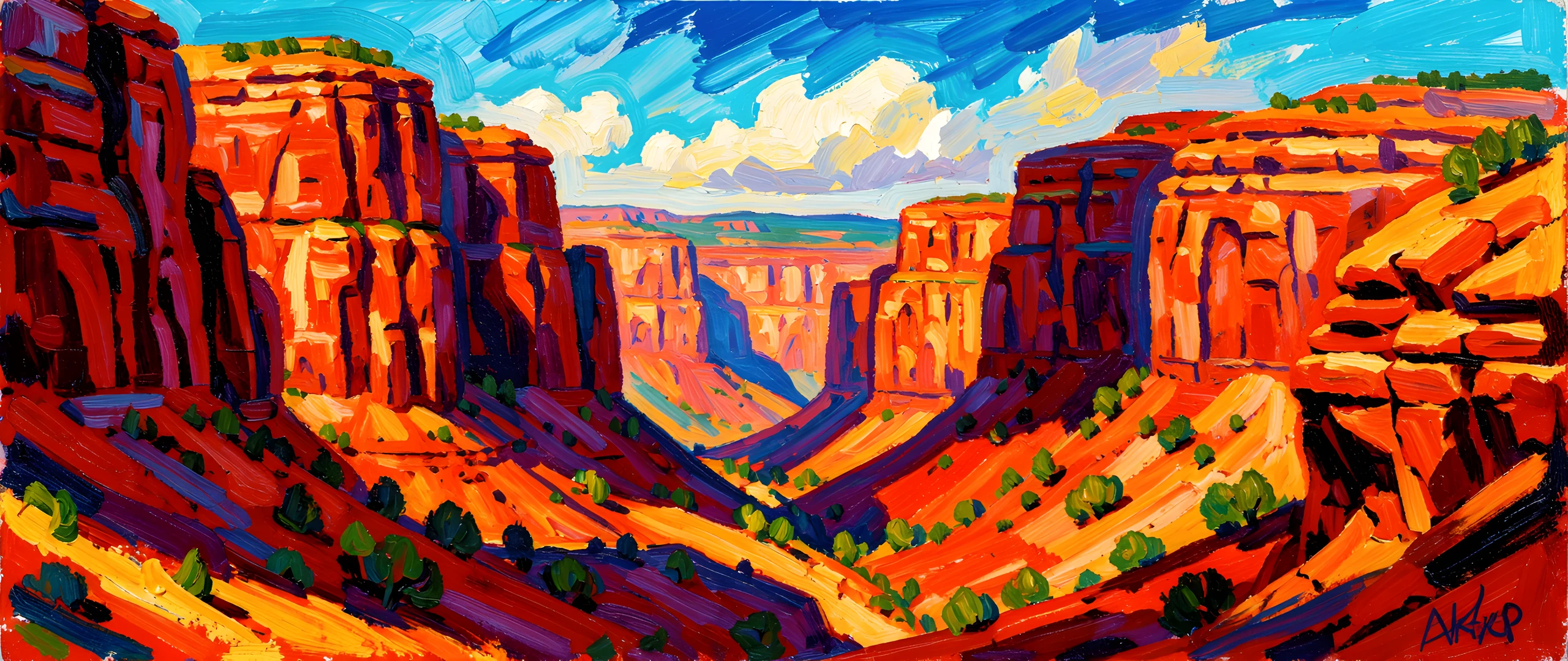 Impressionist Valley Scene