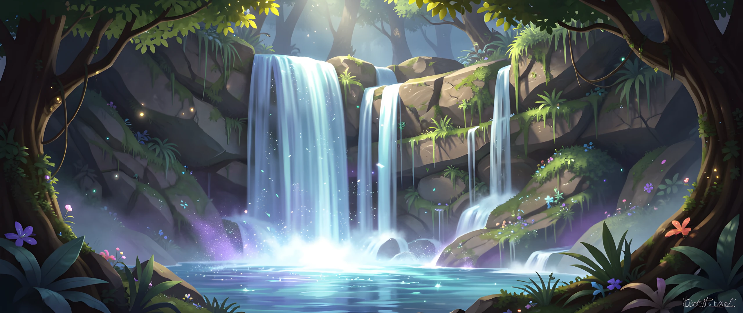 Moonlit Waterfall