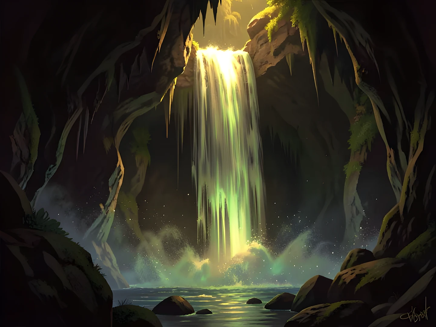 Moonlit Waterfall
