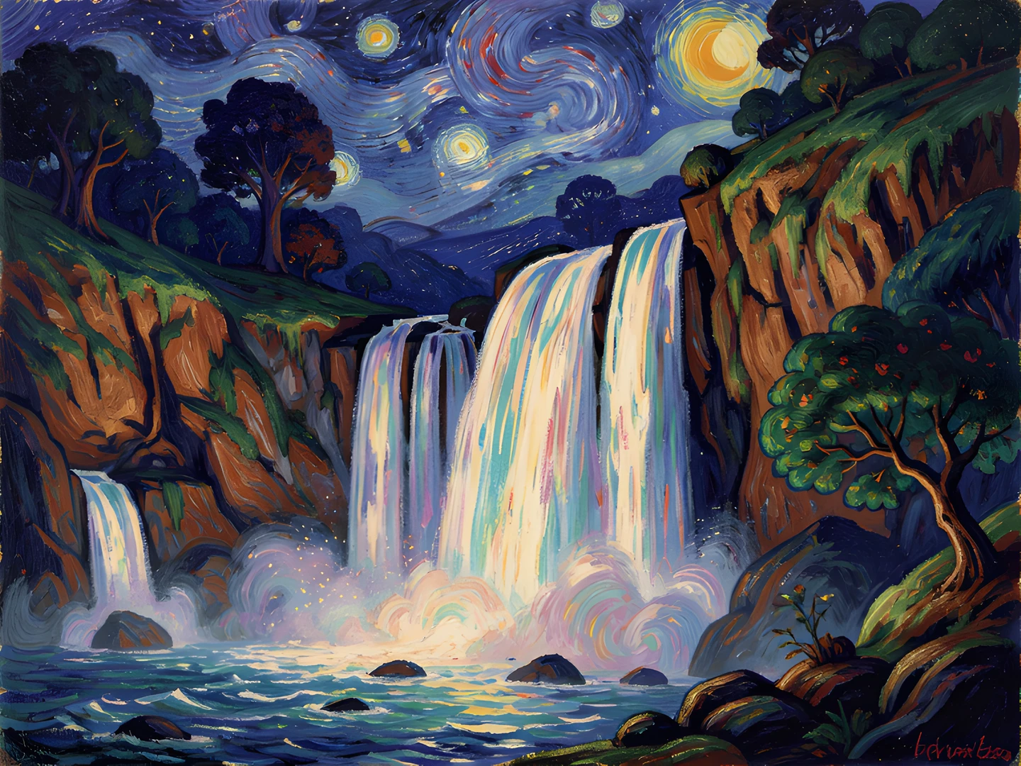 Moonlit Waterfall