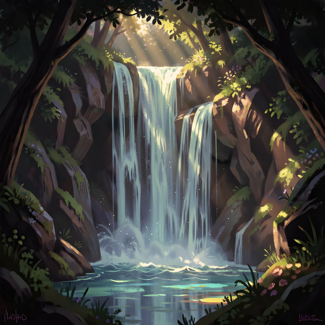 Desert Oasis Moonlit