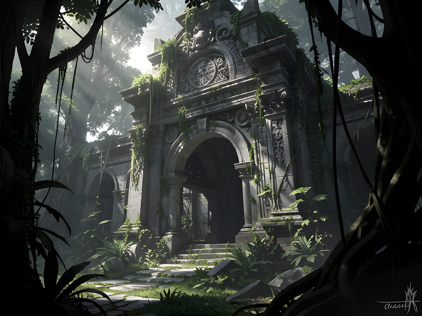 Moonlit Temple Ruins