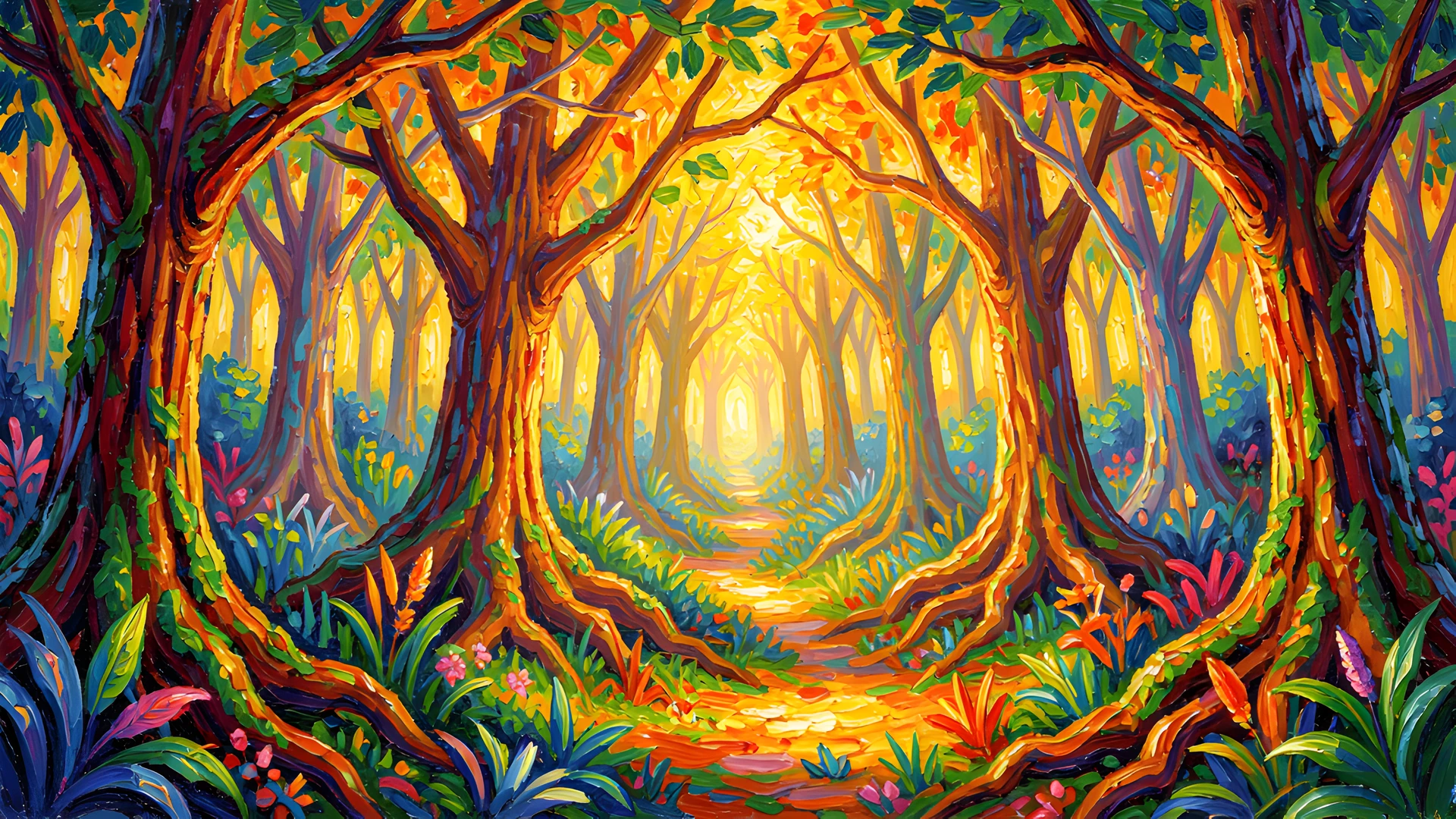 Impressionist Forest Glow