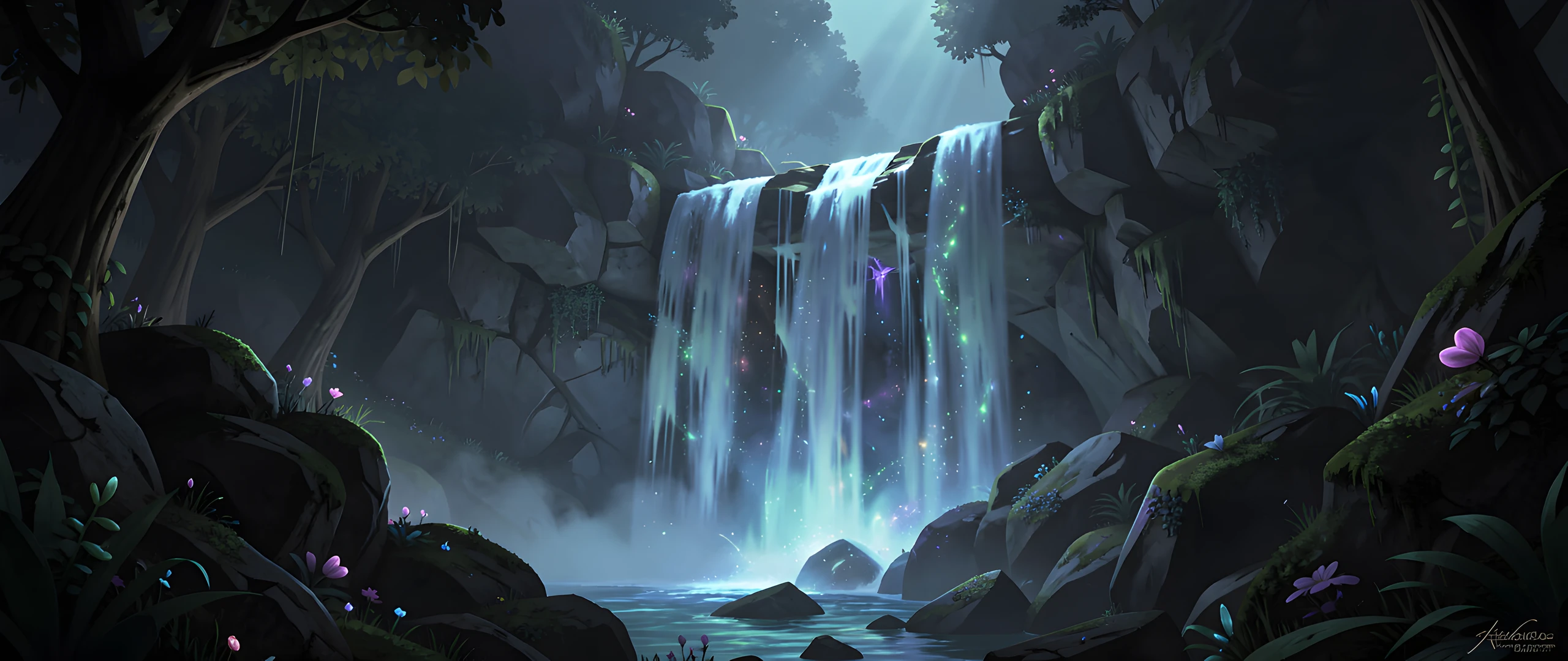 Moonlit Waterfall