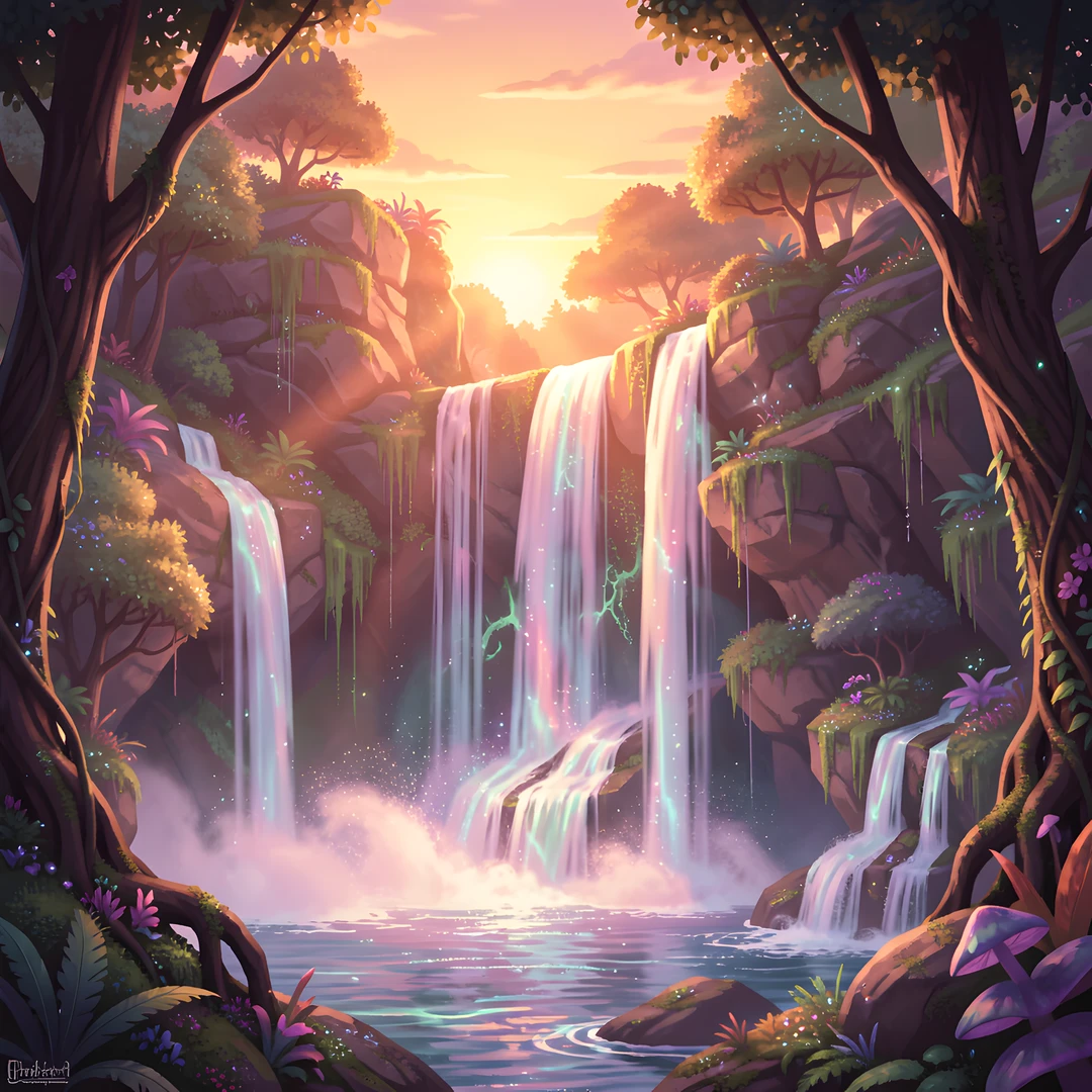 Mystic Waterfall Dawn