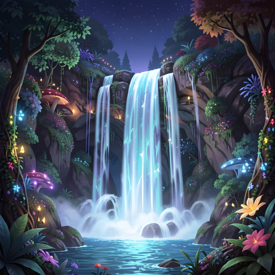 Moonlit Waterfall Glow