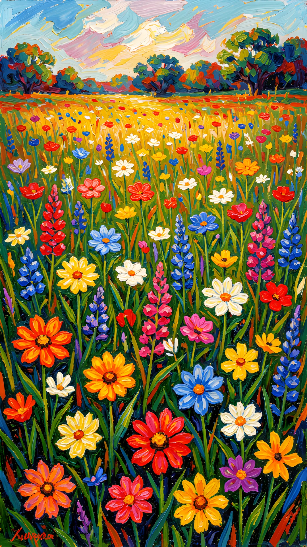 Impressionist Wildflower Field