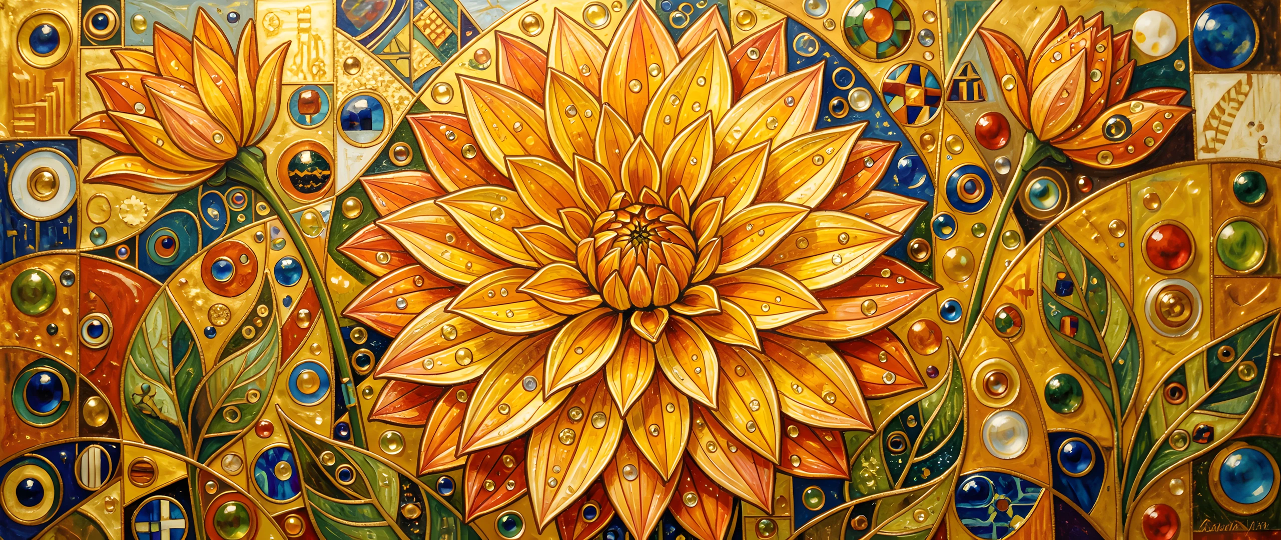 Golden Dahlia Bloom