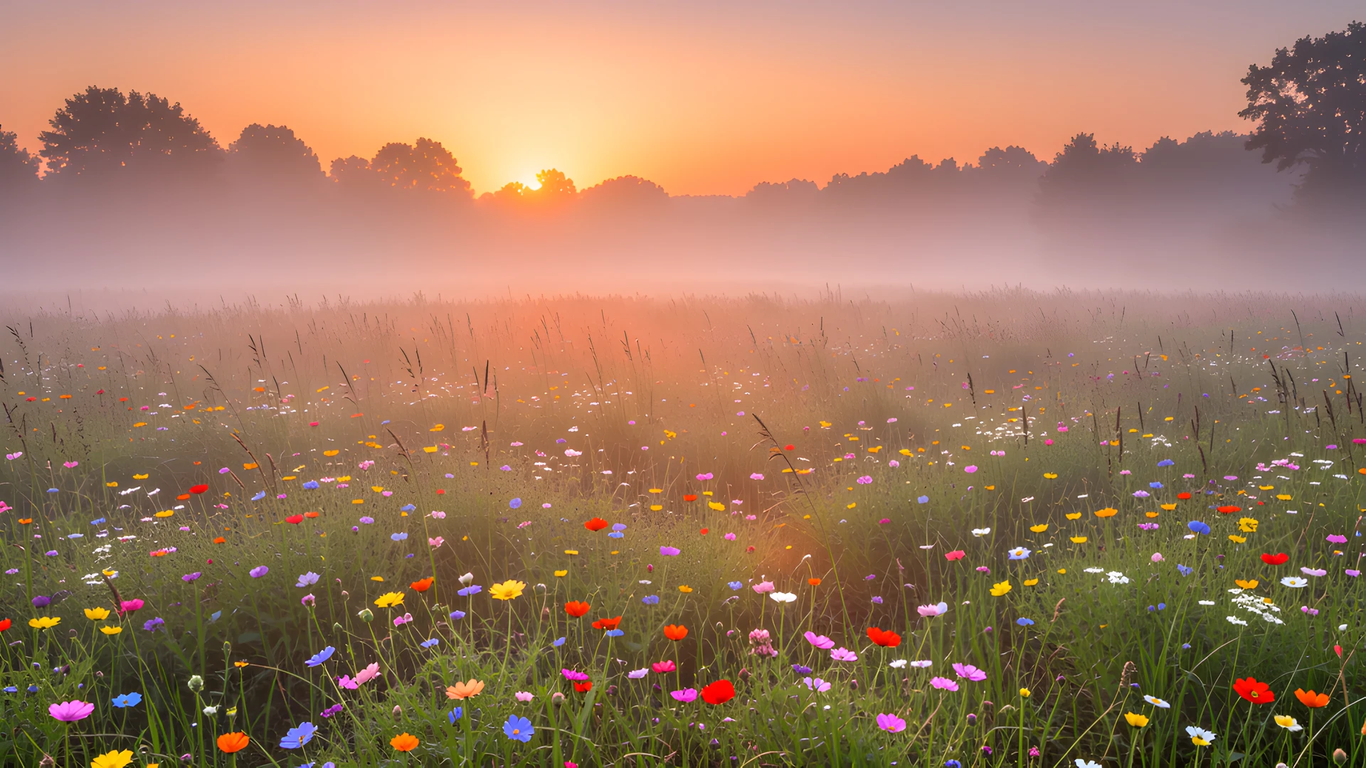 Wildflower Sunset Field
