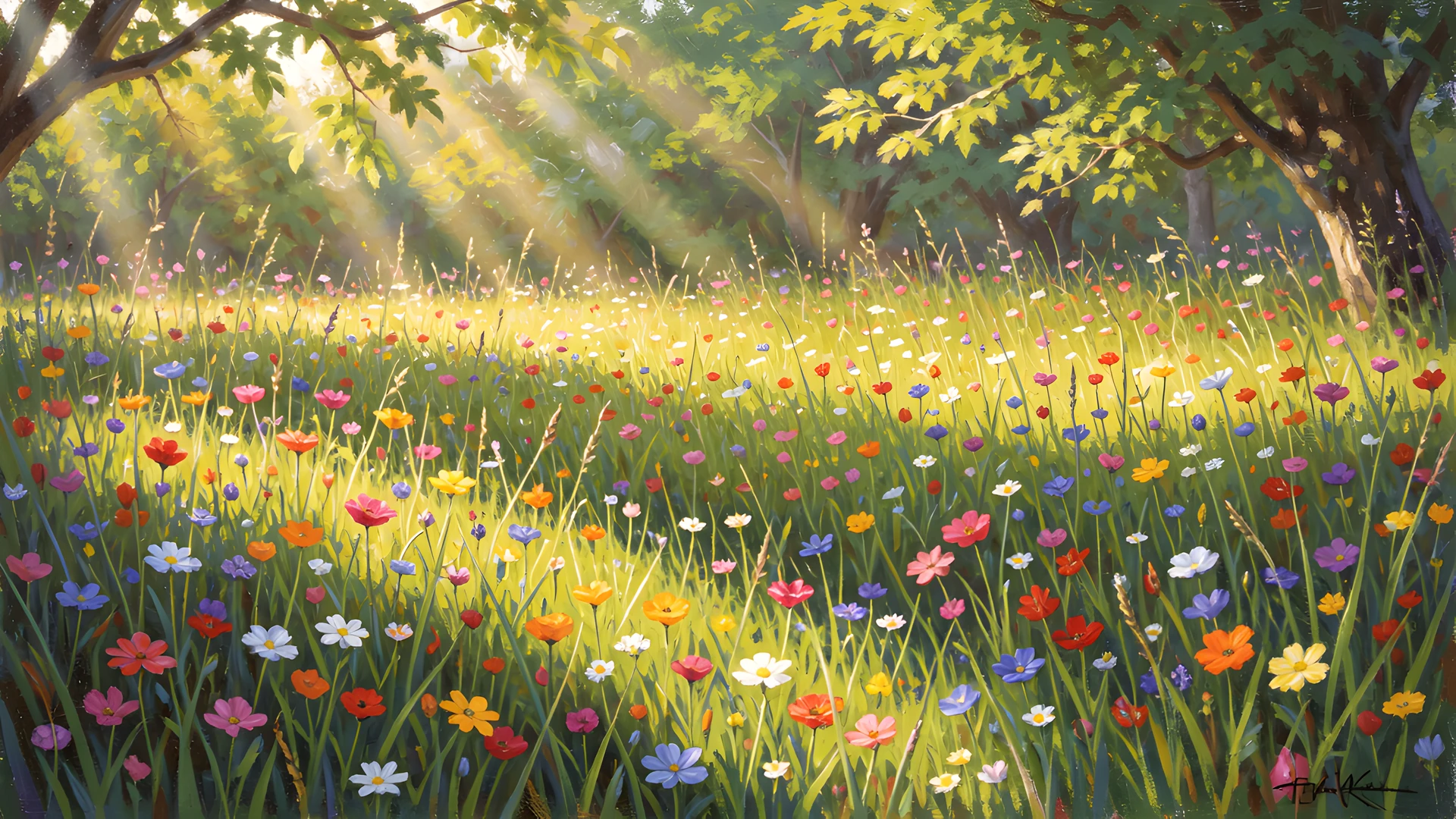 Impressionist Wildflower Field