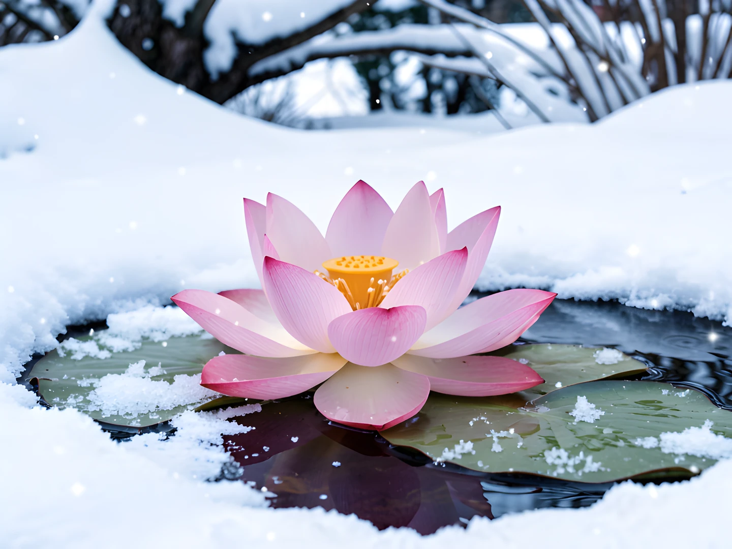 Snowy Lotus Bloom