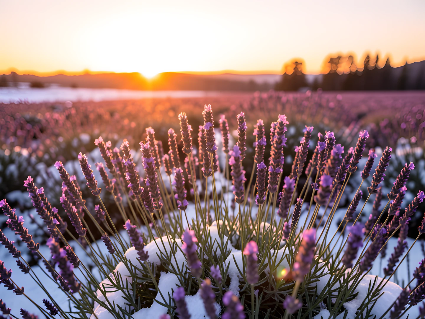 Frozen Lavender Field