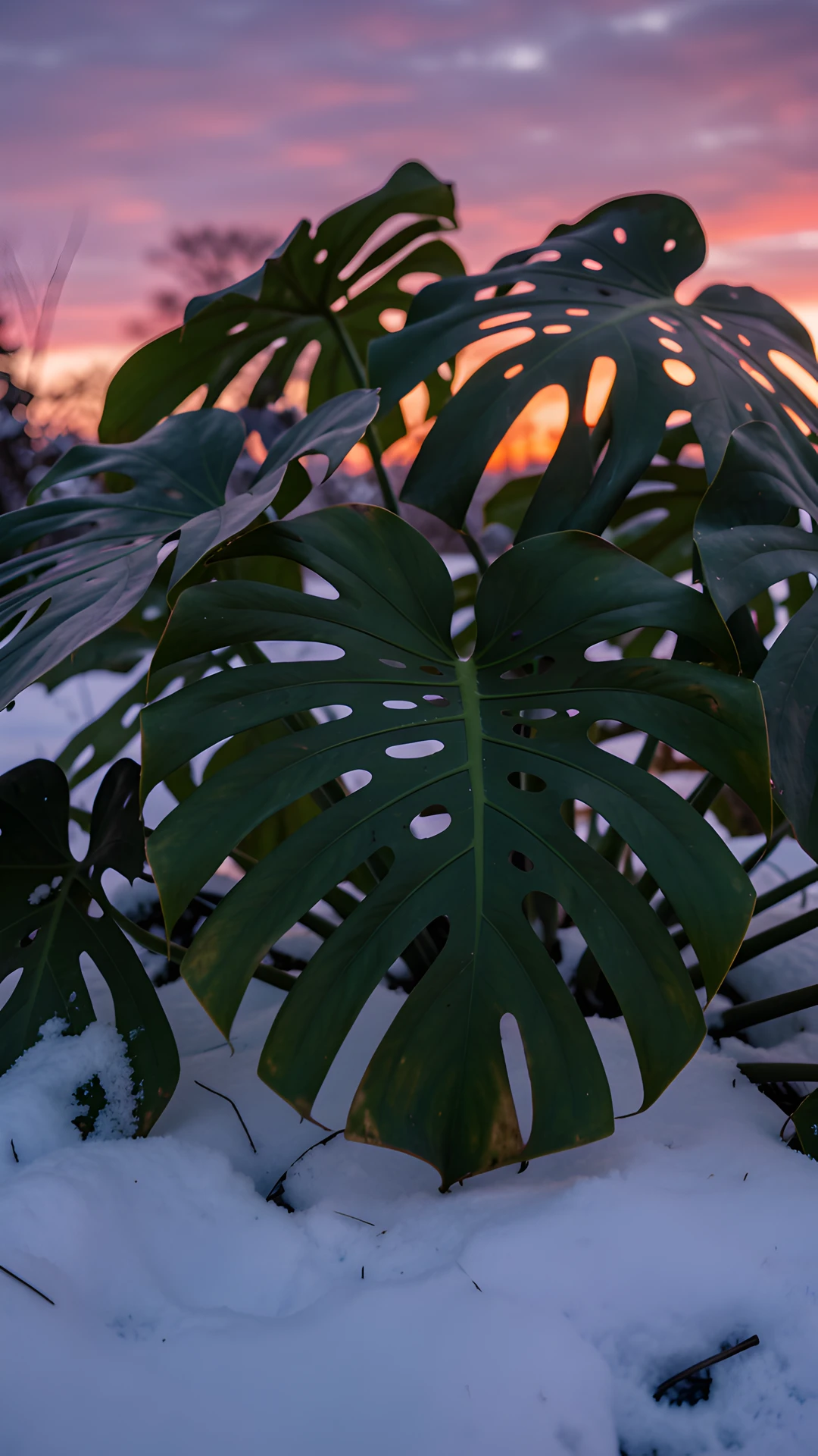 Tropical Sunset Leaves