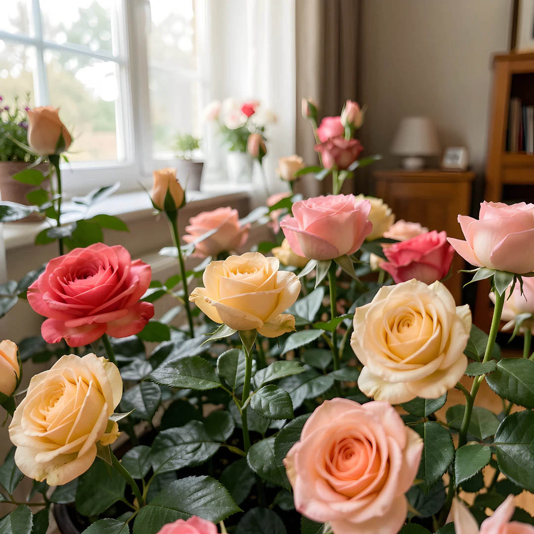 Roses Bloom Indoors