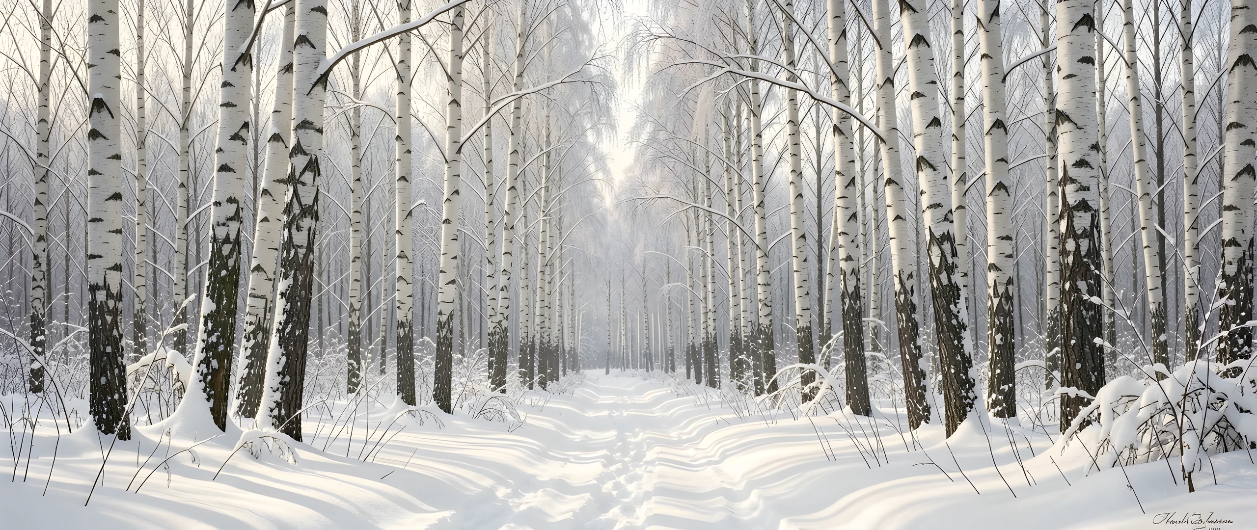 Frozen Birch Forest