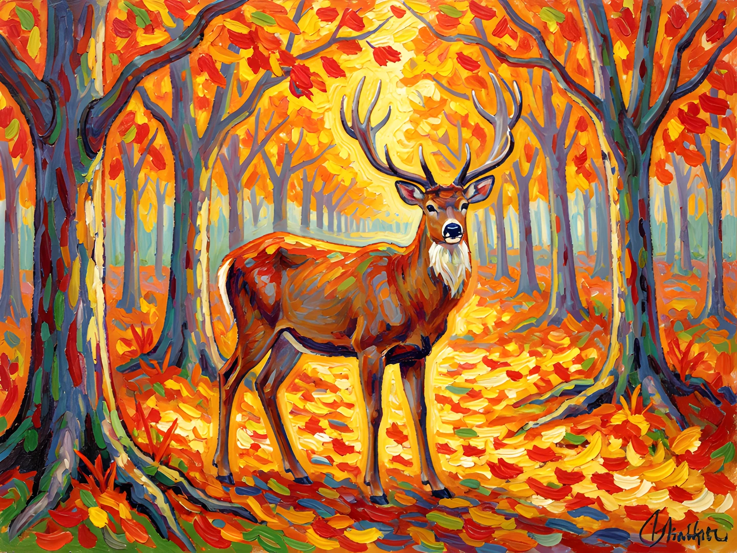 Impressionist Forest Scene