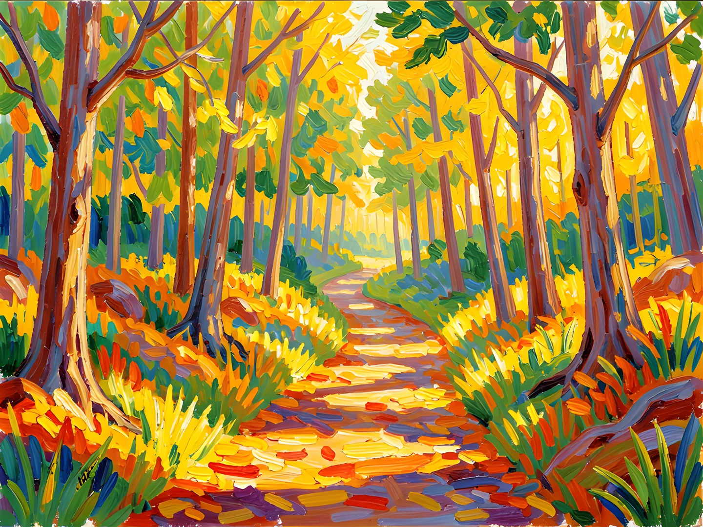 Impressionist Forest Path