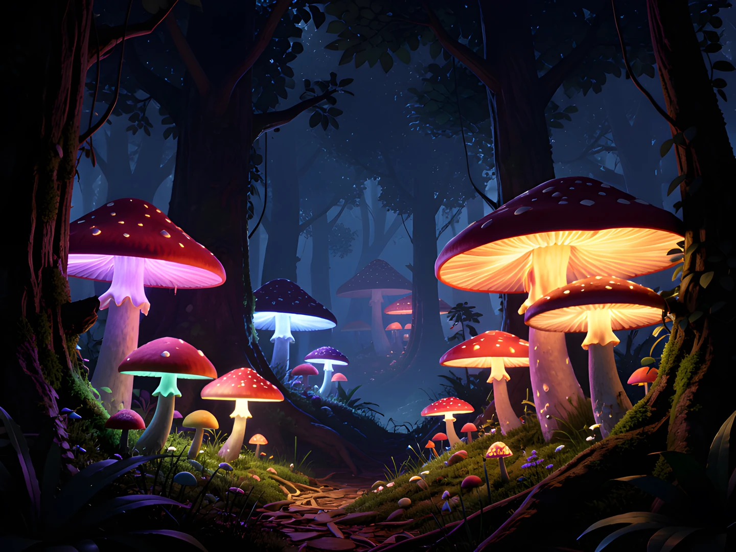 Mushroom Forest Night