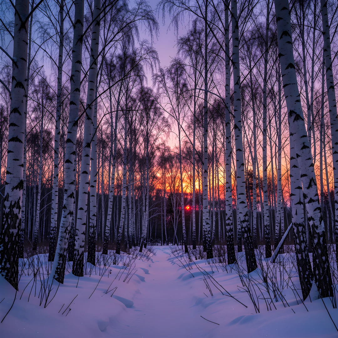 Snowy Birch Woods