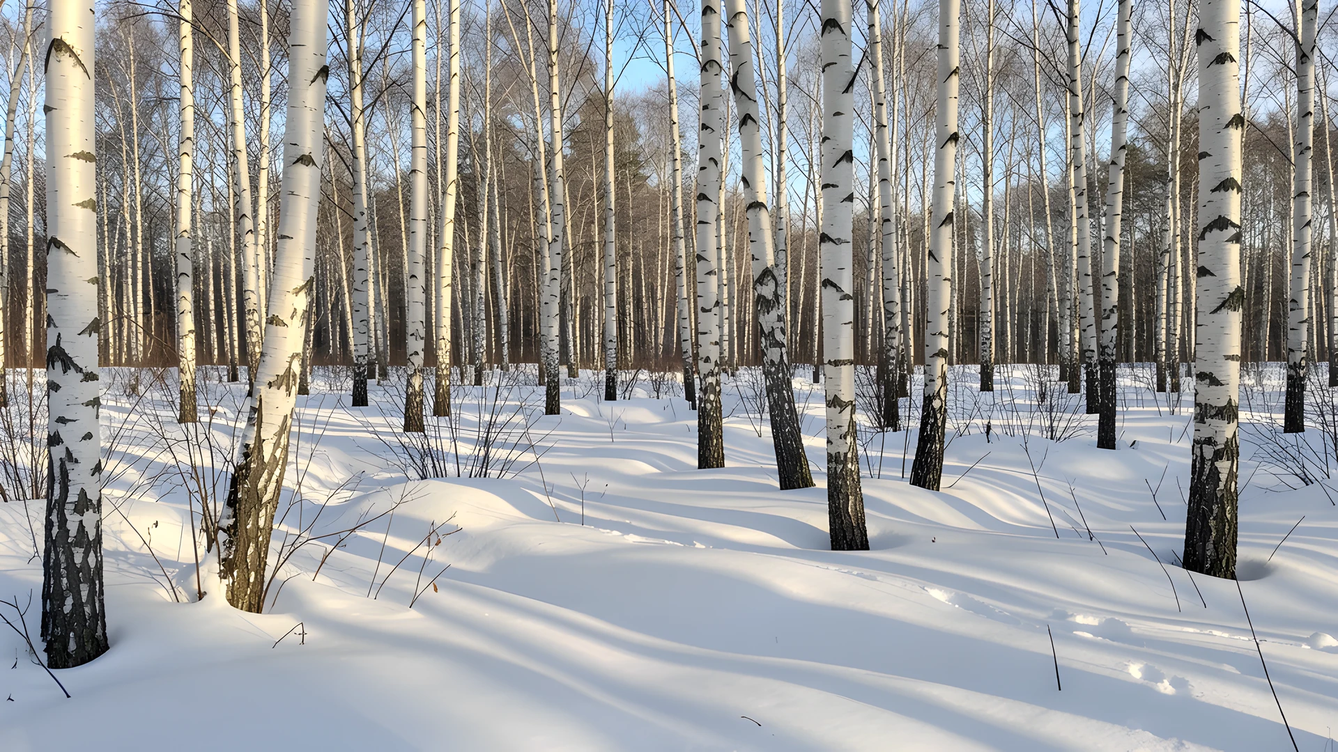 Frozen Birch Scene