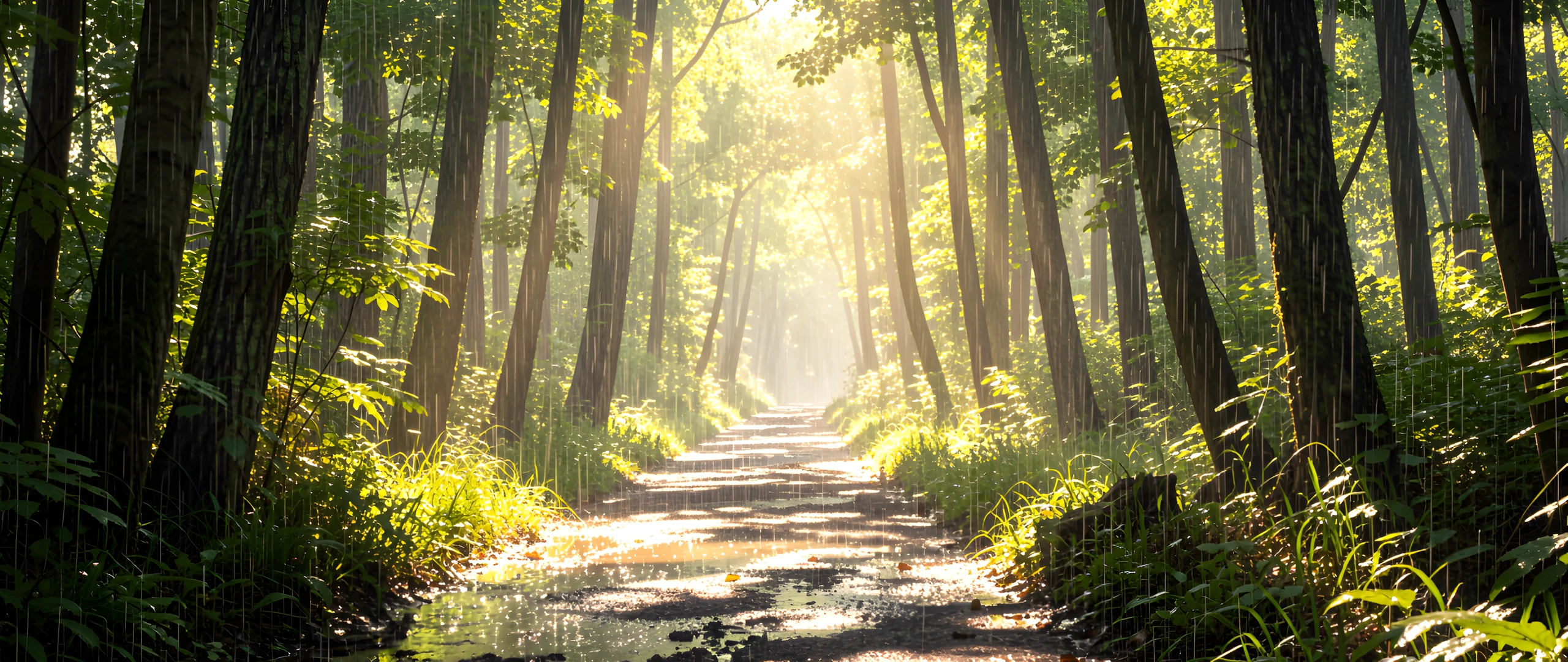 Sunlit Forest Walk