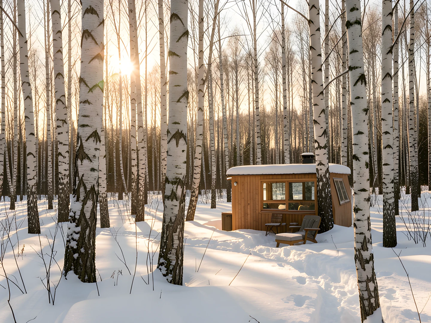 Snowy Birch Forest