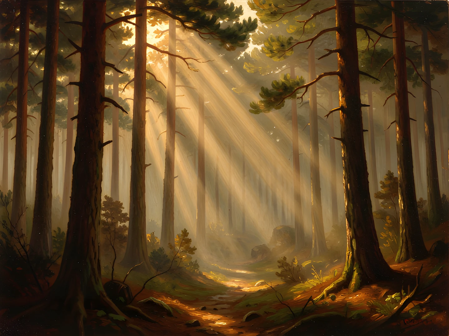 Misty Pine Scene