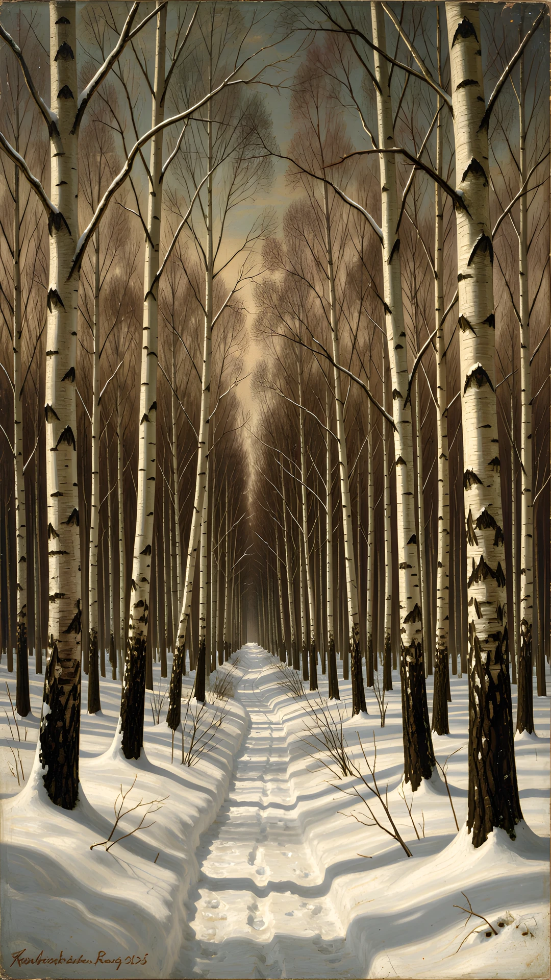 Frozen Birch Scene