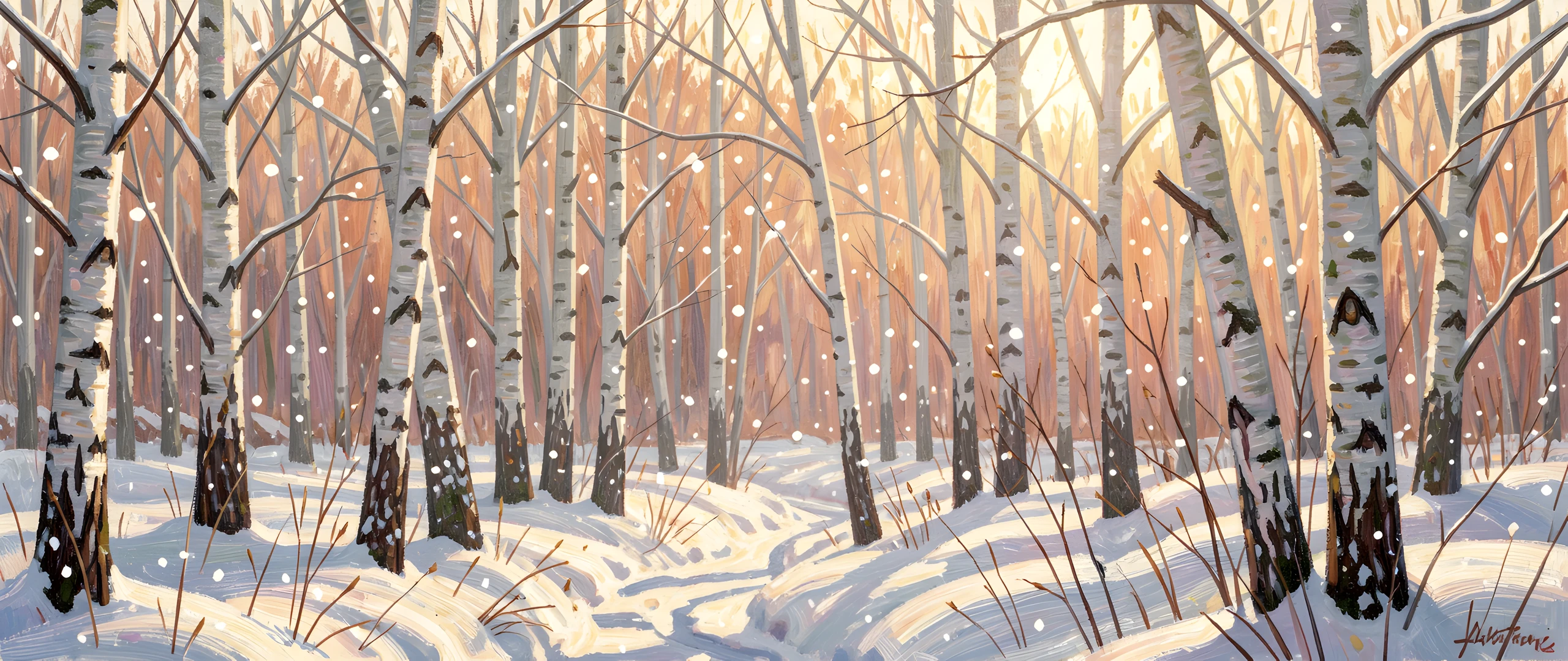 Frozen Birch Scene