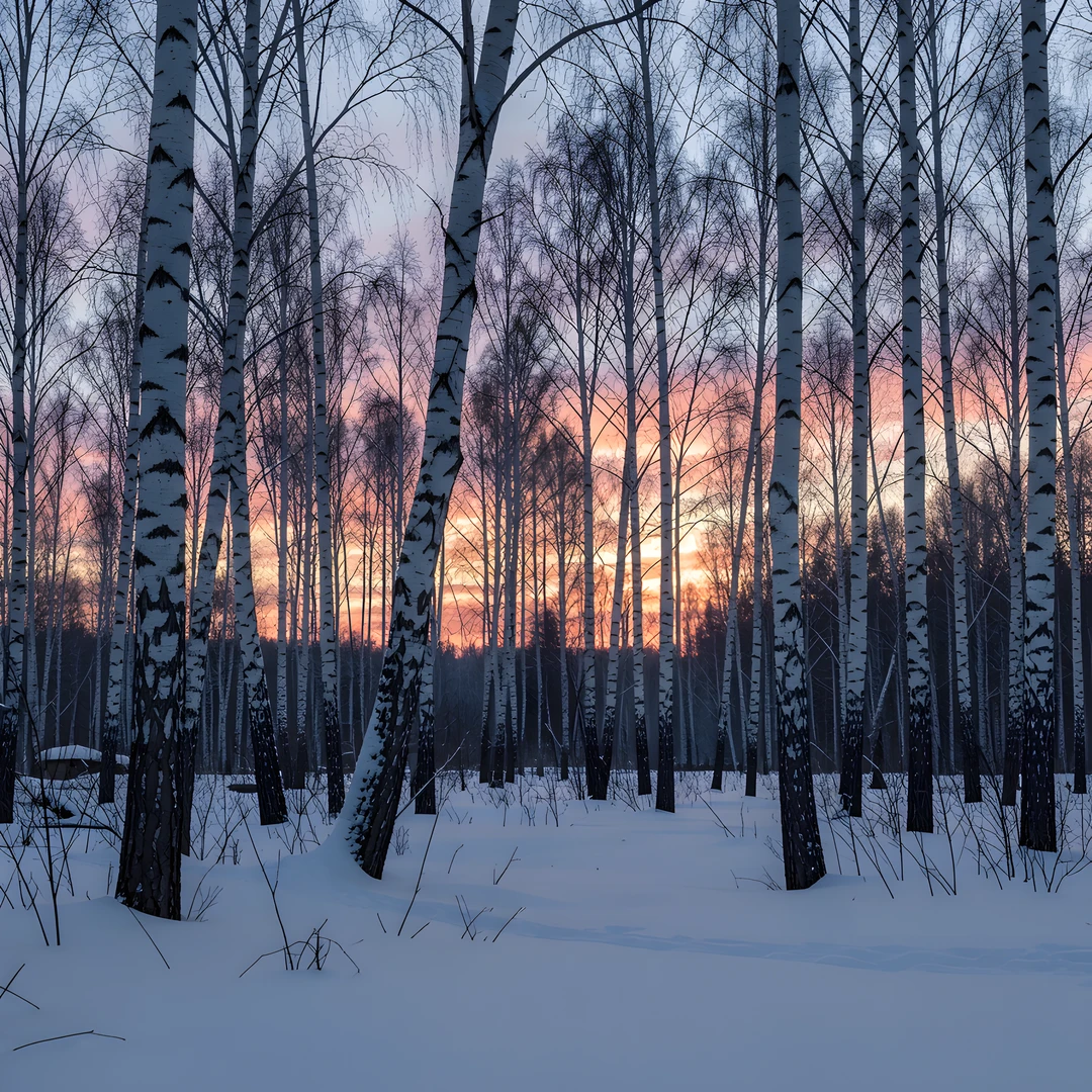 Frozen Birch Woods