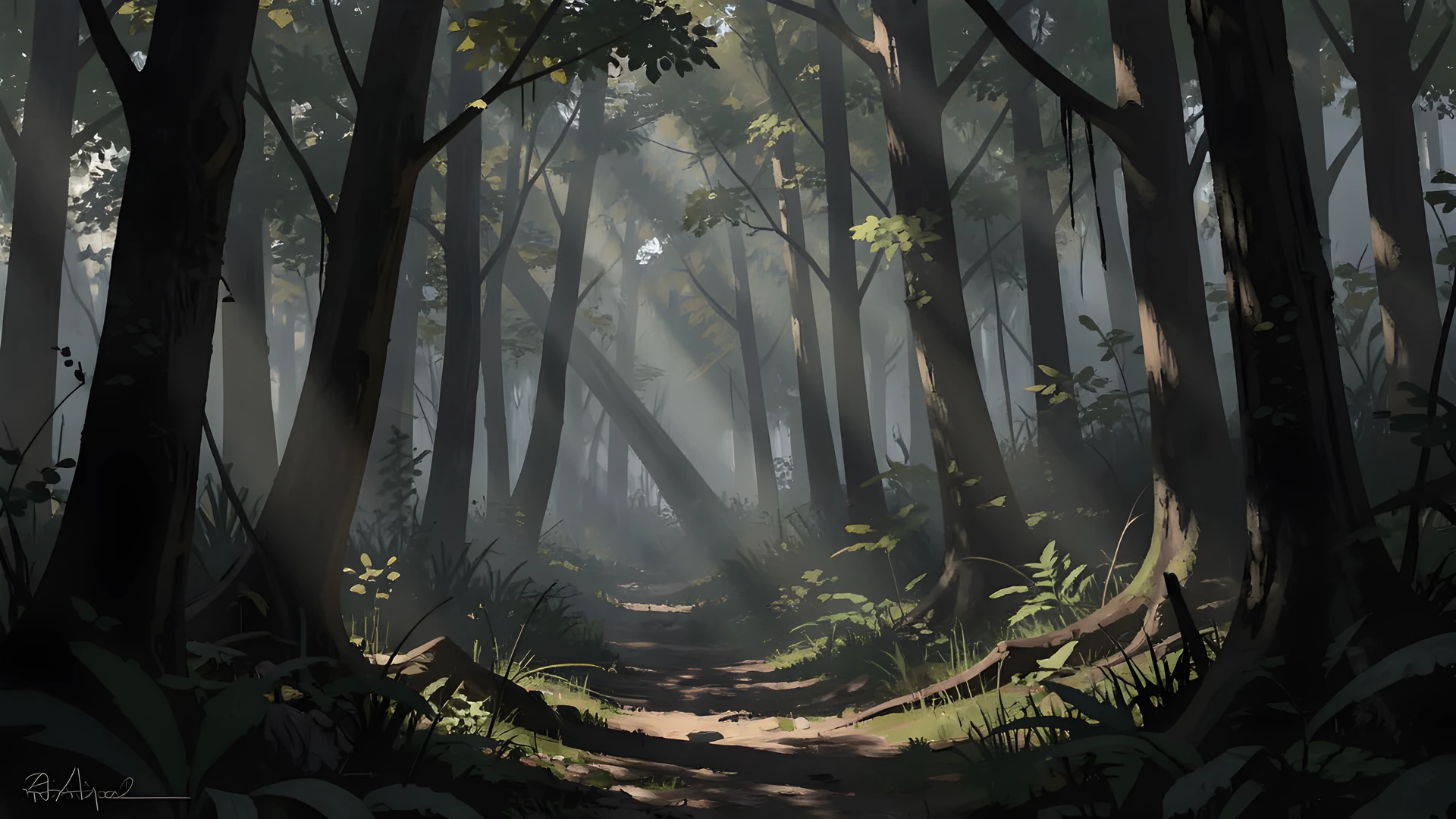 Misty Forest Shadows