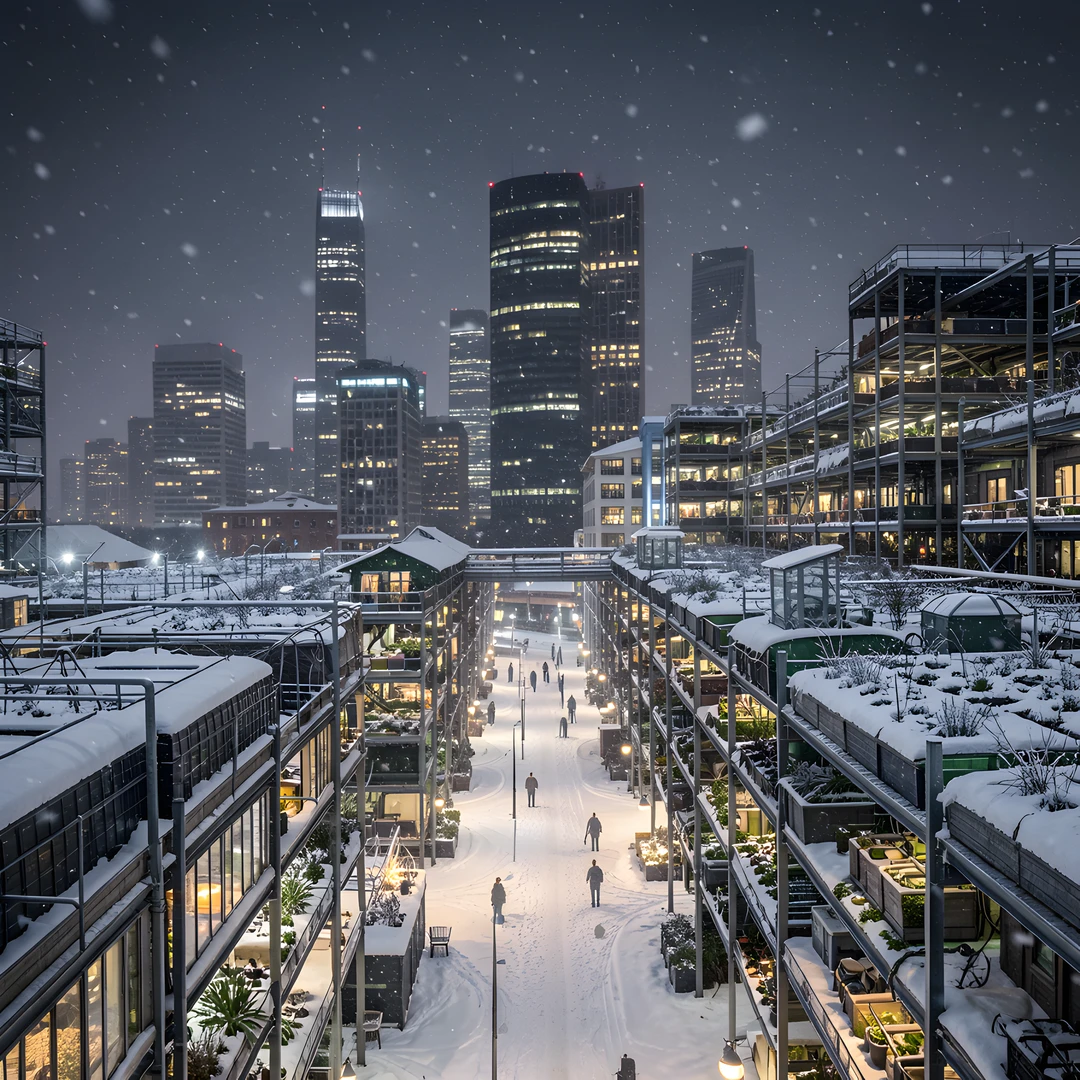 City Snow Falls