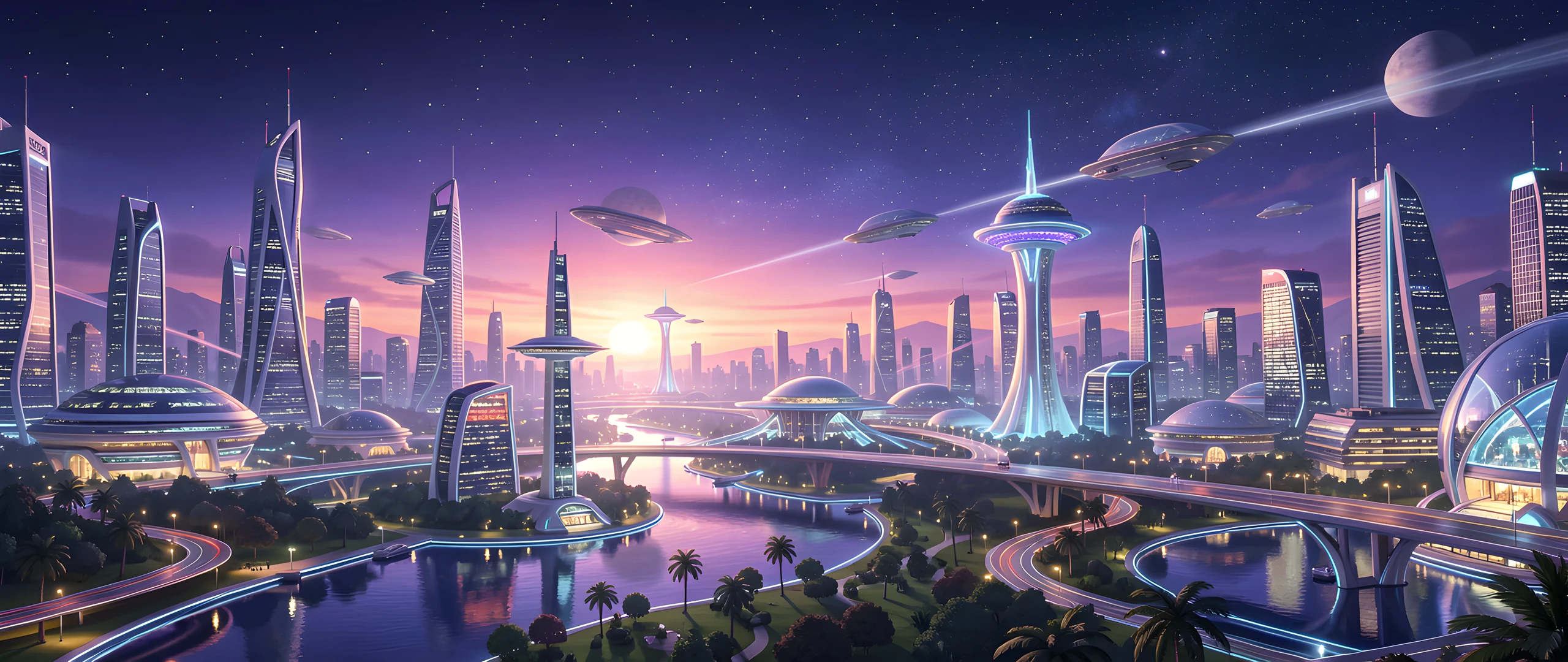 Glowing Cityscape