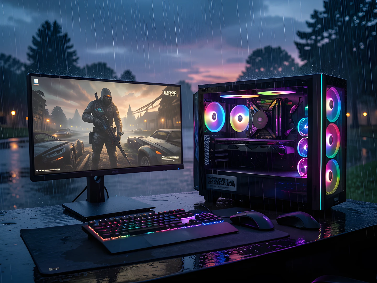 Gaming Sunset Scene