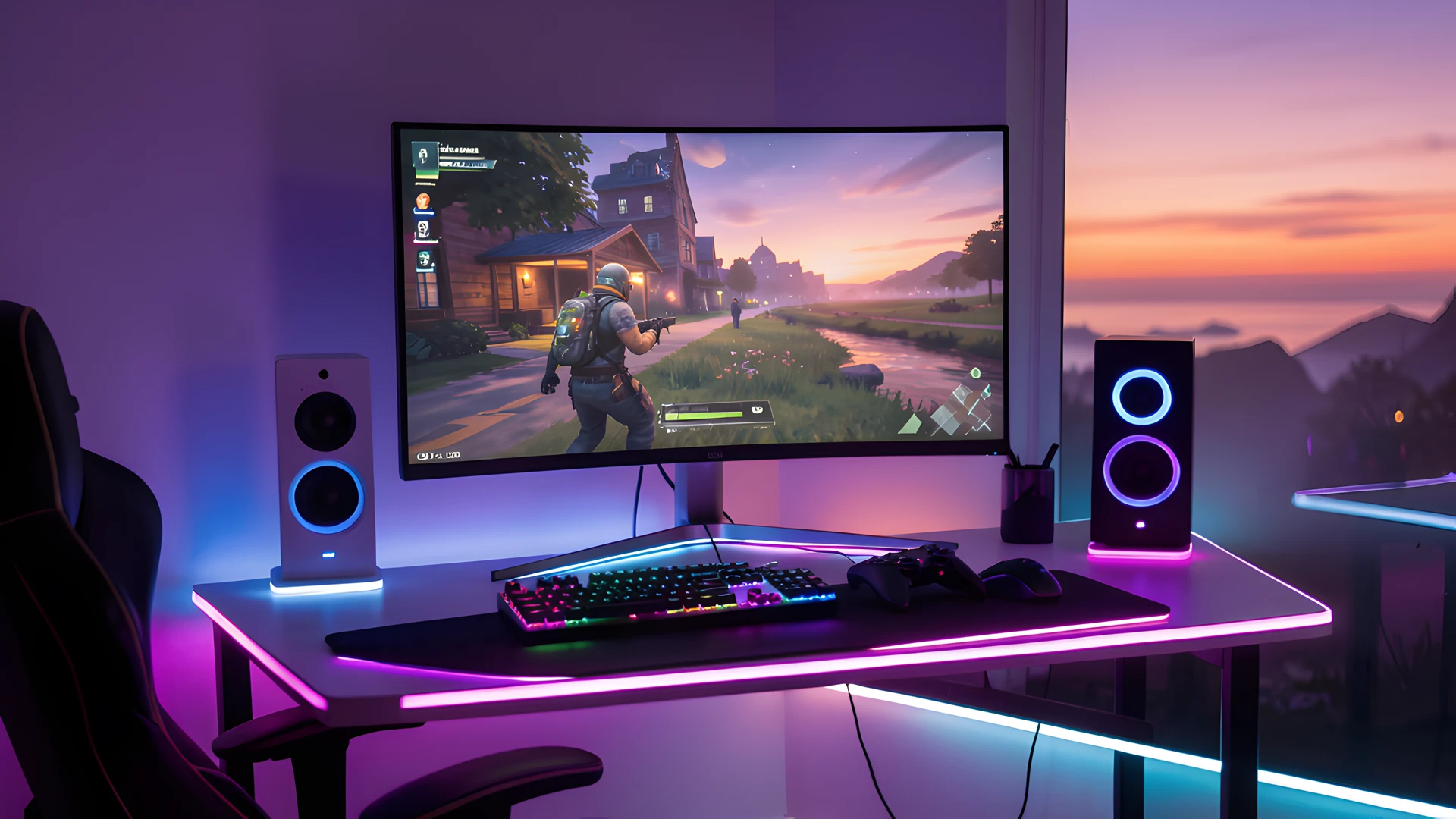 Glowing Desk Scene
