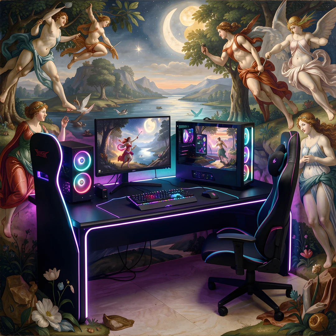 Glowing Desk Scene