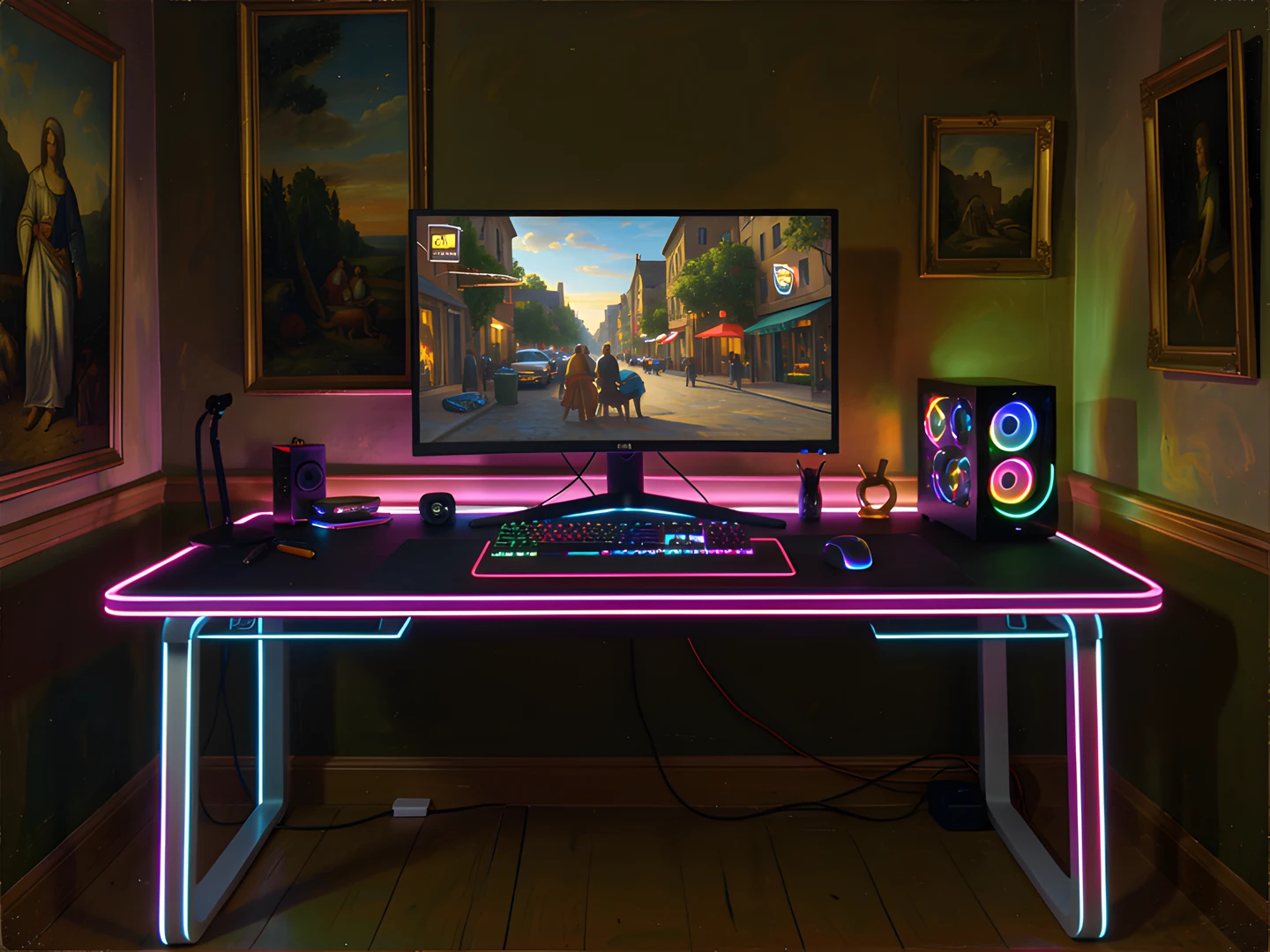 Glowing Desk Scene